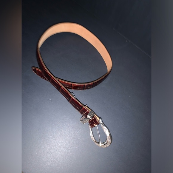 Brighton, vintage women’s belt. Beautiful silver plated horseshoe belt buckle. main image 5
